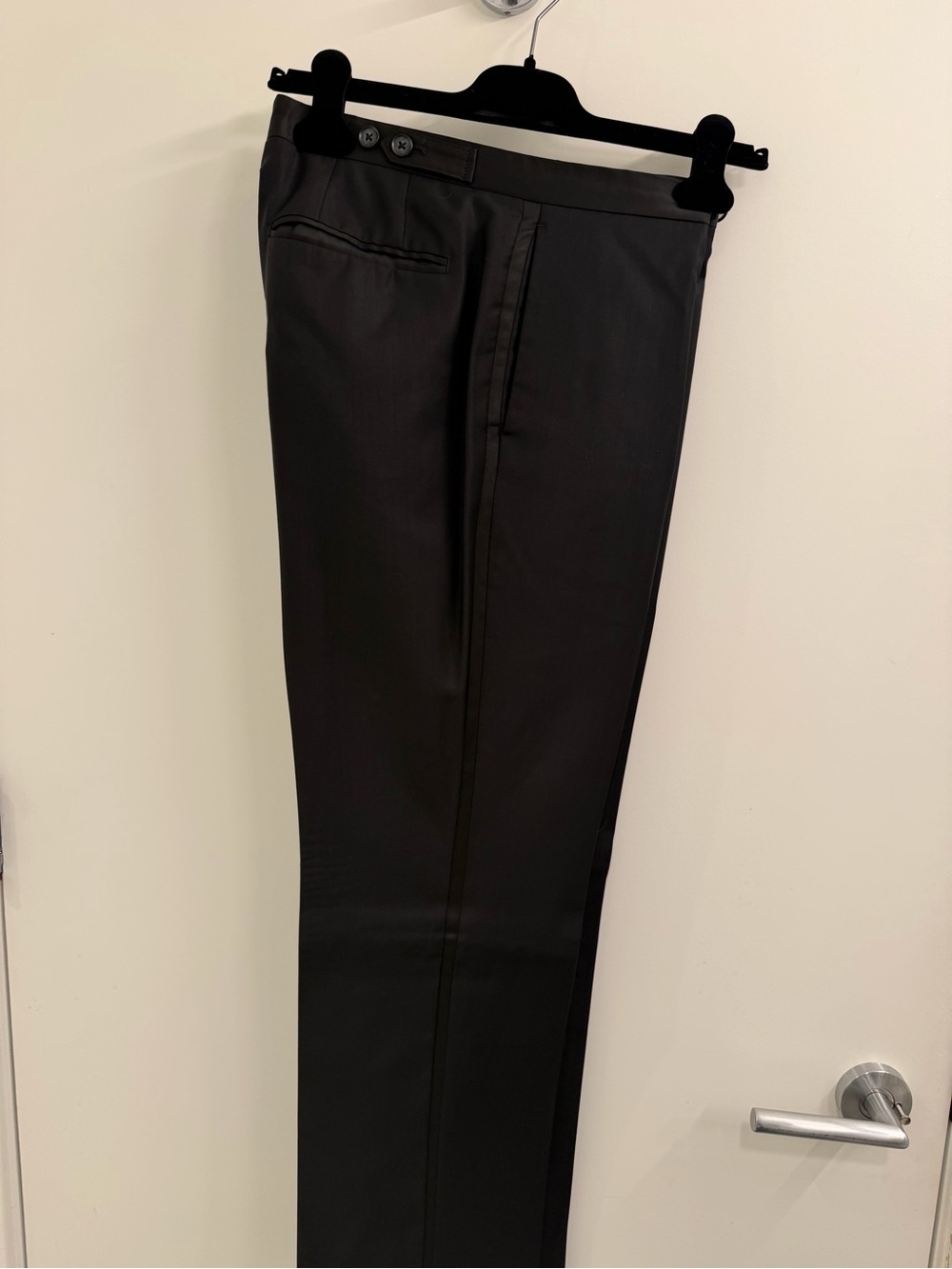 Express Men's Black Tuxedo Pants - Tailored Flat Front